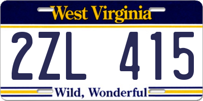 WV license plate 2ZL415