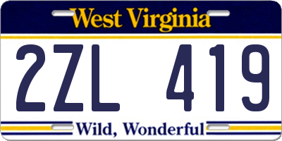 WV license plate 2ZL419