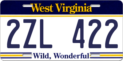 WV license plate 2ZL422