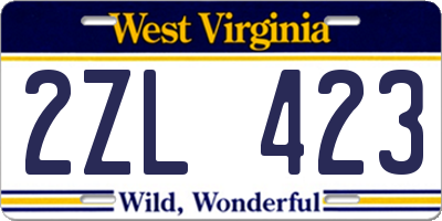 WV license plate 2ZL423