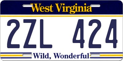 WV license plate 2ZL424