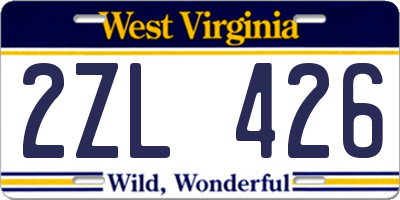 WV license plate 2ZL426