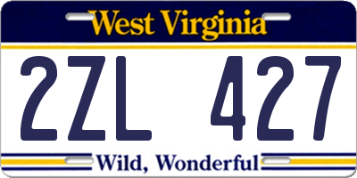 WV license plate 2ZL427