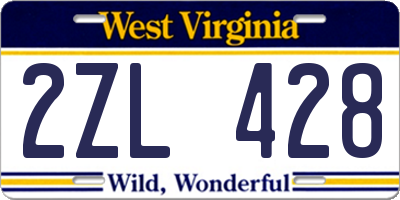 WV license plate 2ZL428