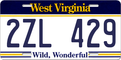 WV license plate 2ZL429