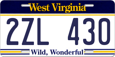 WV license plate 2ZL430
