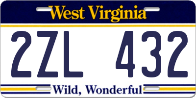 WV license plate 2ZL432