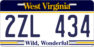 WV license plate 2ZL434