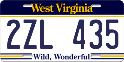 WV license plate 2ZL435