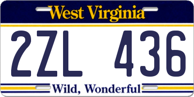 WV license plate 2ZL436