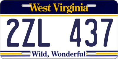 WV license plate 2ZL437