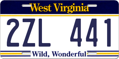 WV license plate 2ZL441