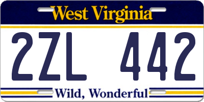 WV license plate 2ZL442