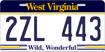 WV license plate 2ZL443