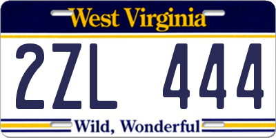 WV license plate 2ZL444