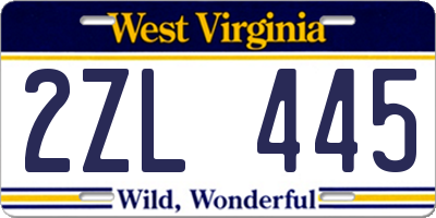 WV license plate 2ZL445
