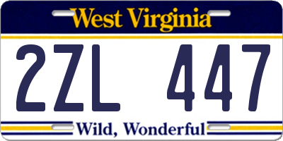 WV license plate 2ZL447