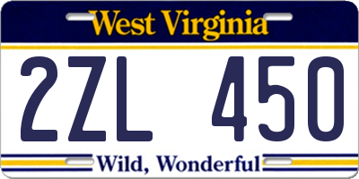 WV license plate 2ZL450