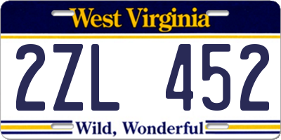 WV license plate 2ZL452