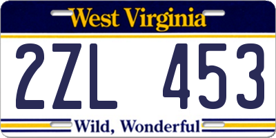 WV license plate 2ZL453