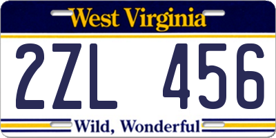 WV license plate 2ZL456
