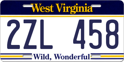 WV license plate 2ZL458