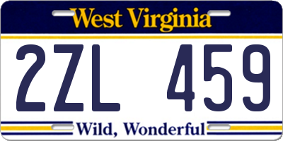 WV license plate 2ZL459