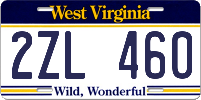 WV license plate 2ZL460