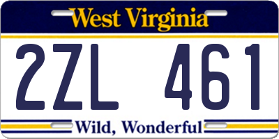 WV license plate 2ZL461