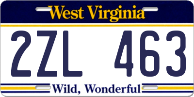 WV license plate 2ZL463