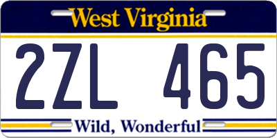 WV license plate 2ZL465