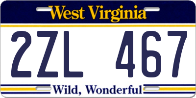 WV license plate 2ZL467
