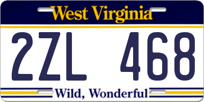 WV license plate 2ZL468