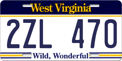 WV license plate 2ZL470