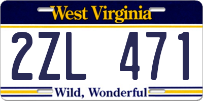 WV license plate 2ZL471