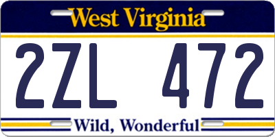 WV license plate 2ZL472