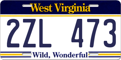 WV license plate 2ZL473