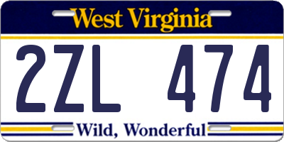 WV license plate 2ZL474