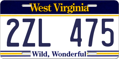 WV license plate 2ZL475
