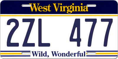 WV license plate 2ZL477