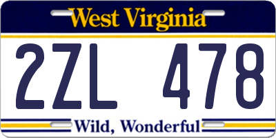 WV license plate 2ZL478