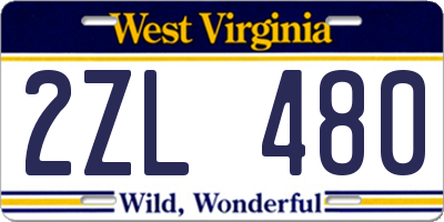 WV license plate 2ZL480