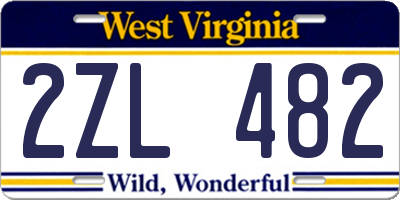 WV license plate 2ZL482