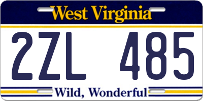 WV license plate 2ZL485