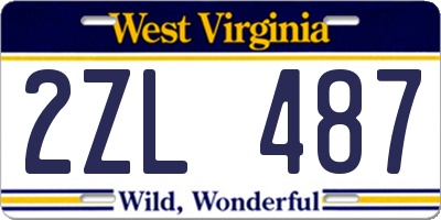WV license plate 2ZL487