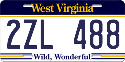 WV license plate 2ZL488