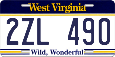 WV license plate 2ZL490