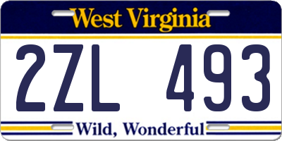 WV license plate 2ZL493