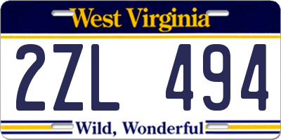 WV license plate 2ZL494