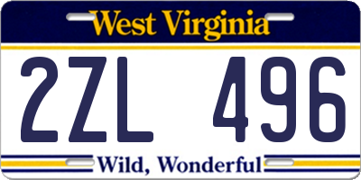 WV license plate 2ZL496